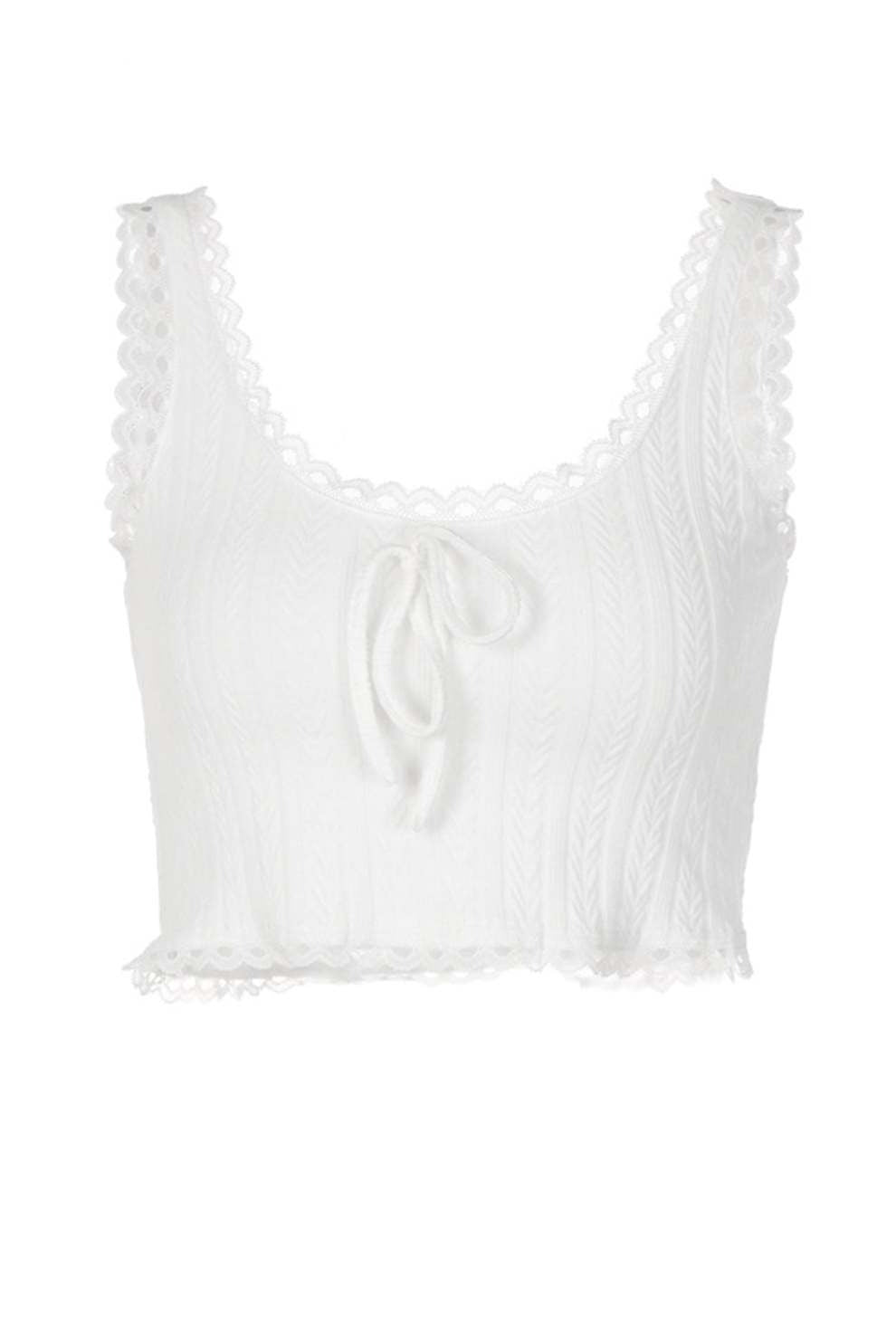 White Lacework Scoop Neck Tank Top