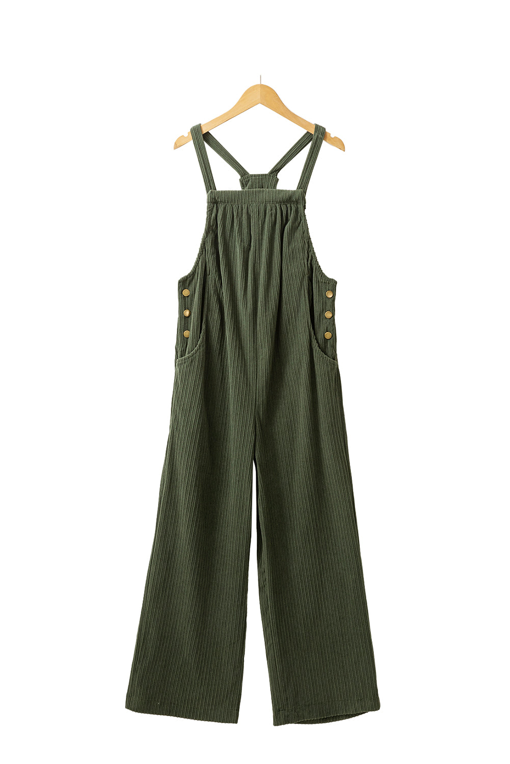 Solid Color Pocketed Corduroy Overall