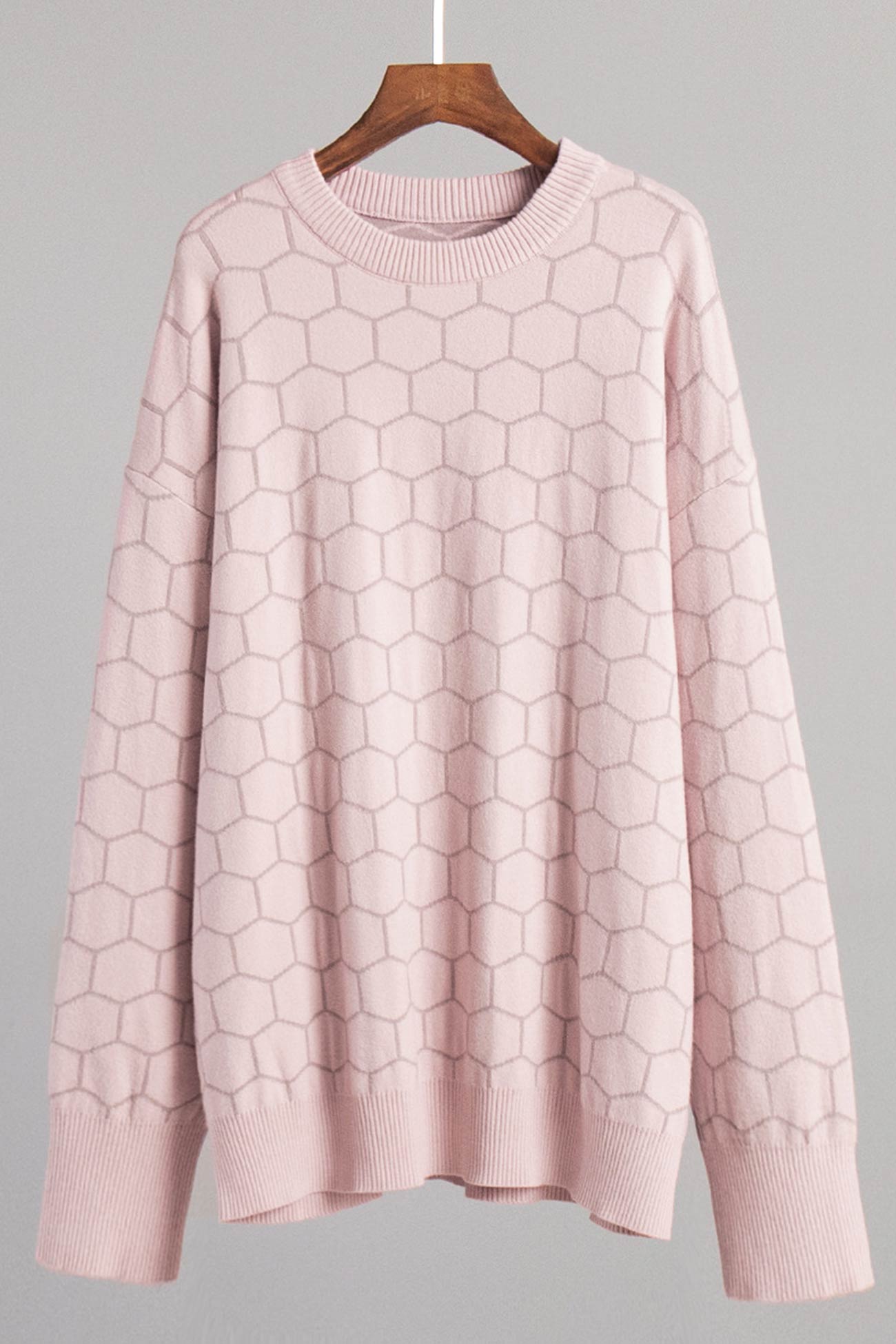 Honeycomb Print Pullover Sweater