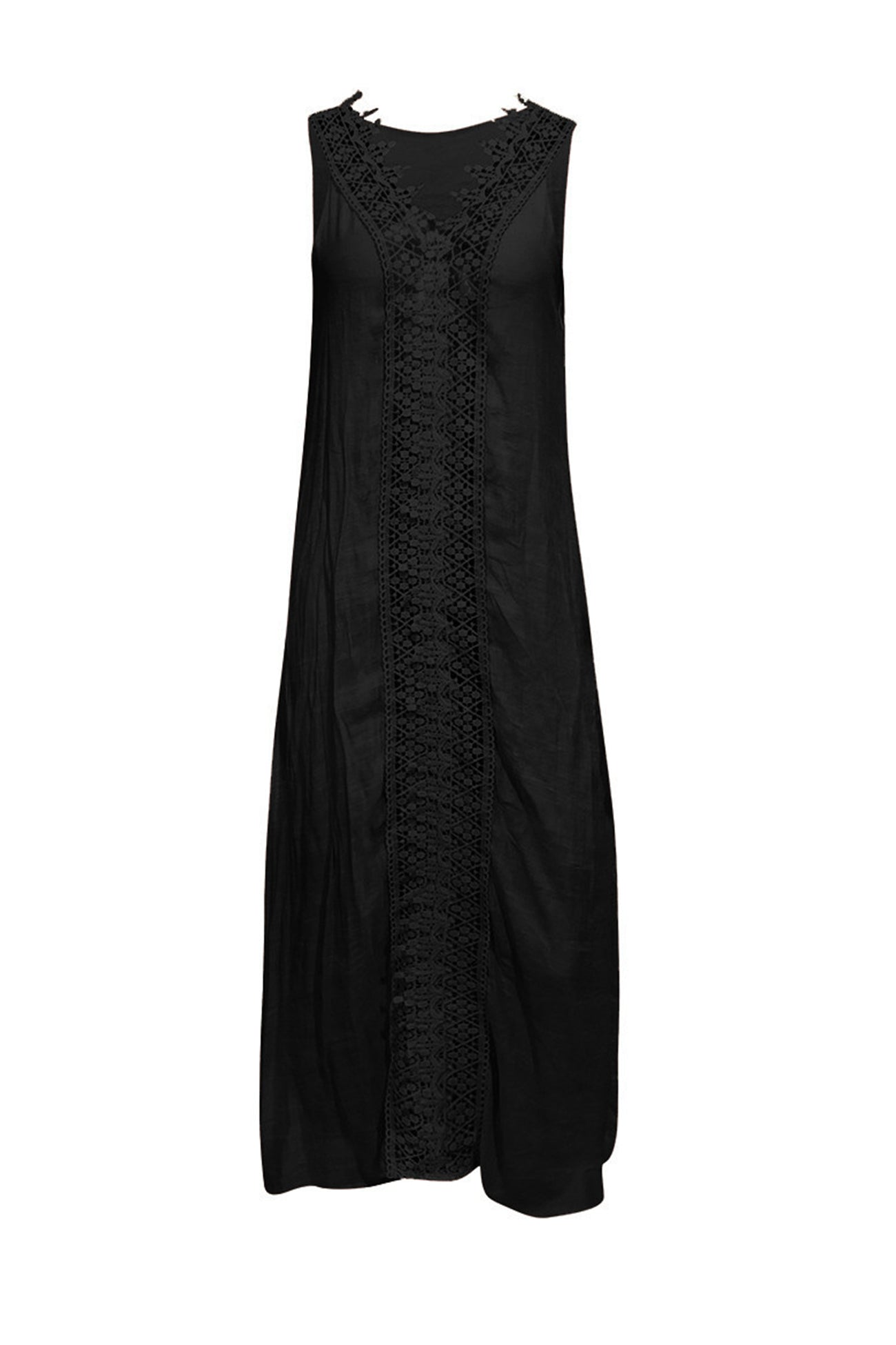 Lace V Neck Slit Tank Dress