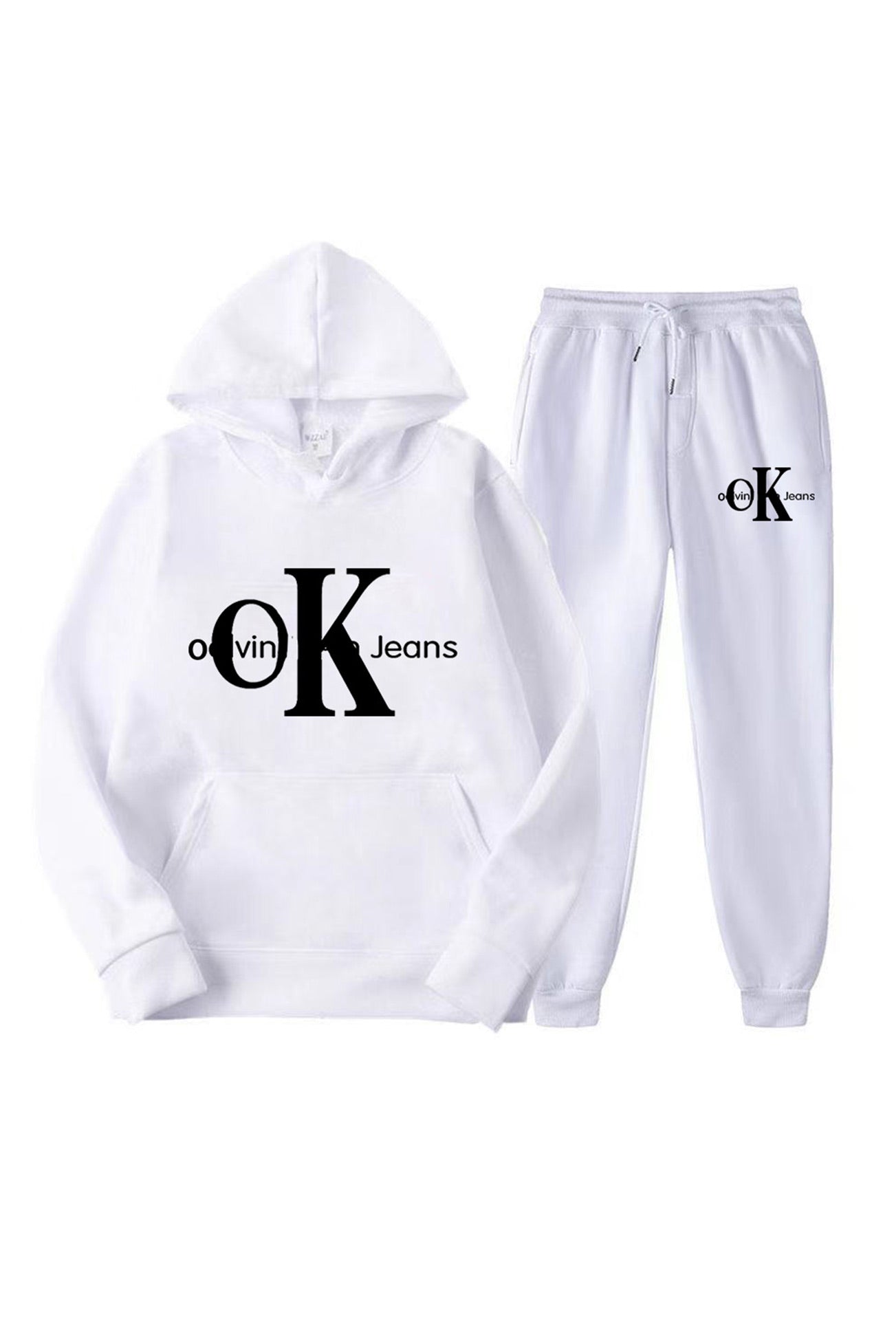 OK Letter Print Hoodie Suits