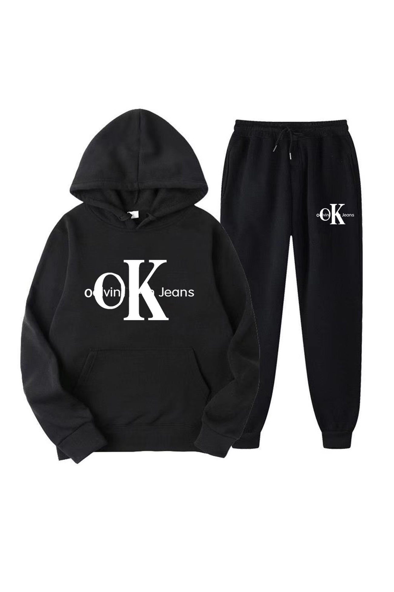 OK Letter Print Hoodie Suits