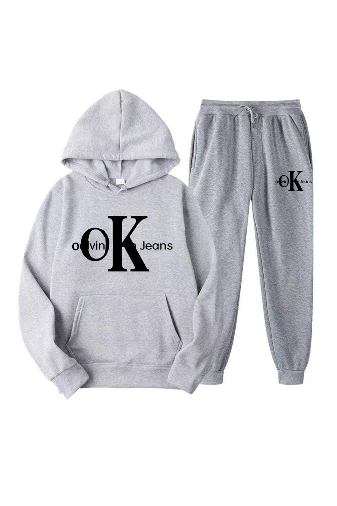 OK Letter Print Hoodie Suits