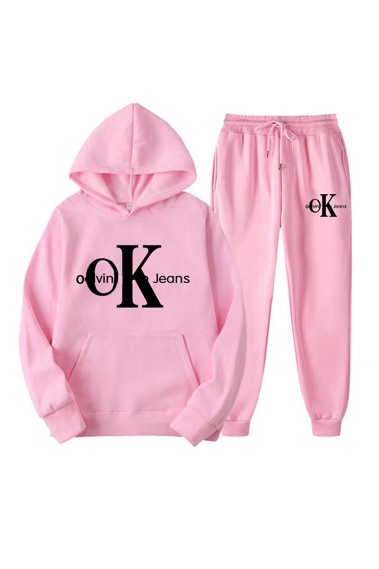 OK Letter Print Hoodie Suits