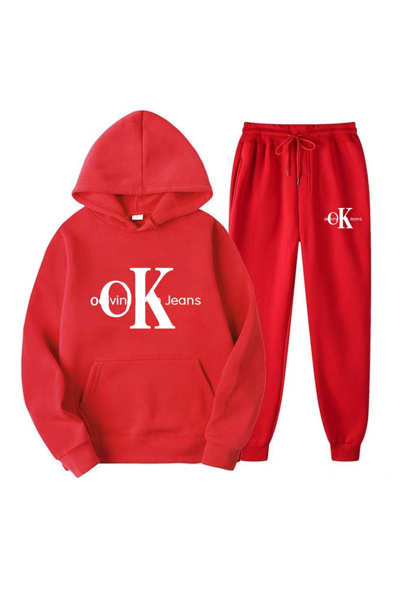 OK Letter Print Hoodie Suits