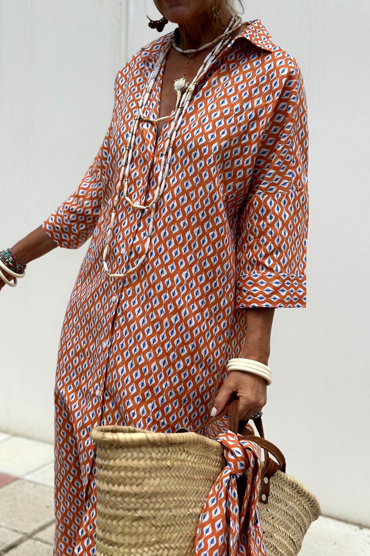 Printed Half Sleeve Shirt Dress