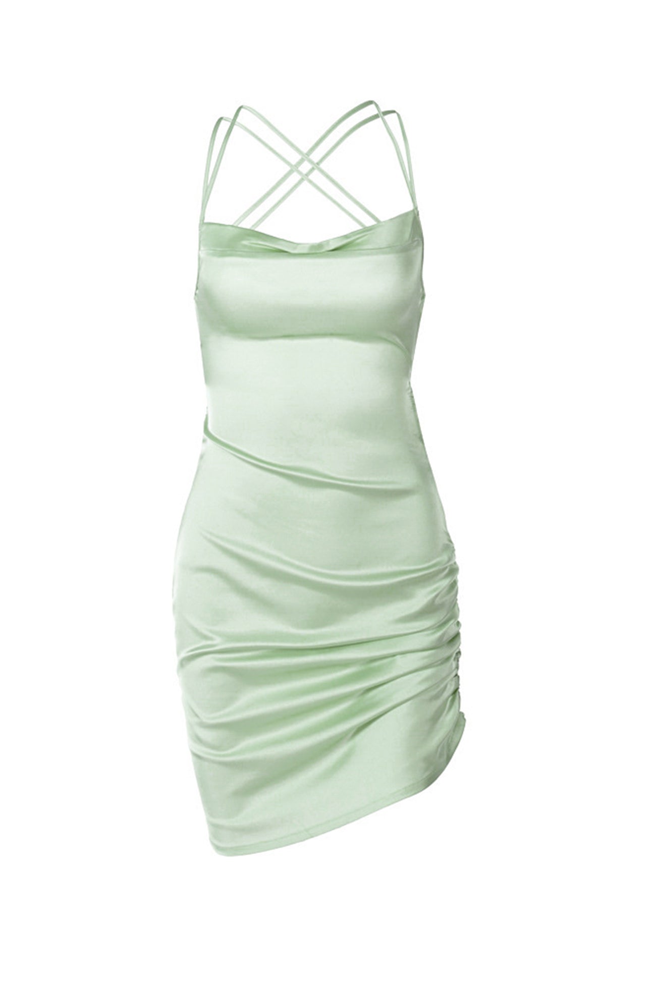 Satin Tie-up Ruched Cami Dress