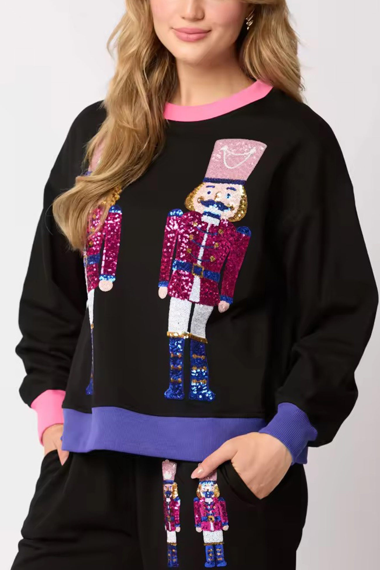 Sequin Soldier Graphic Sweatshirt Set