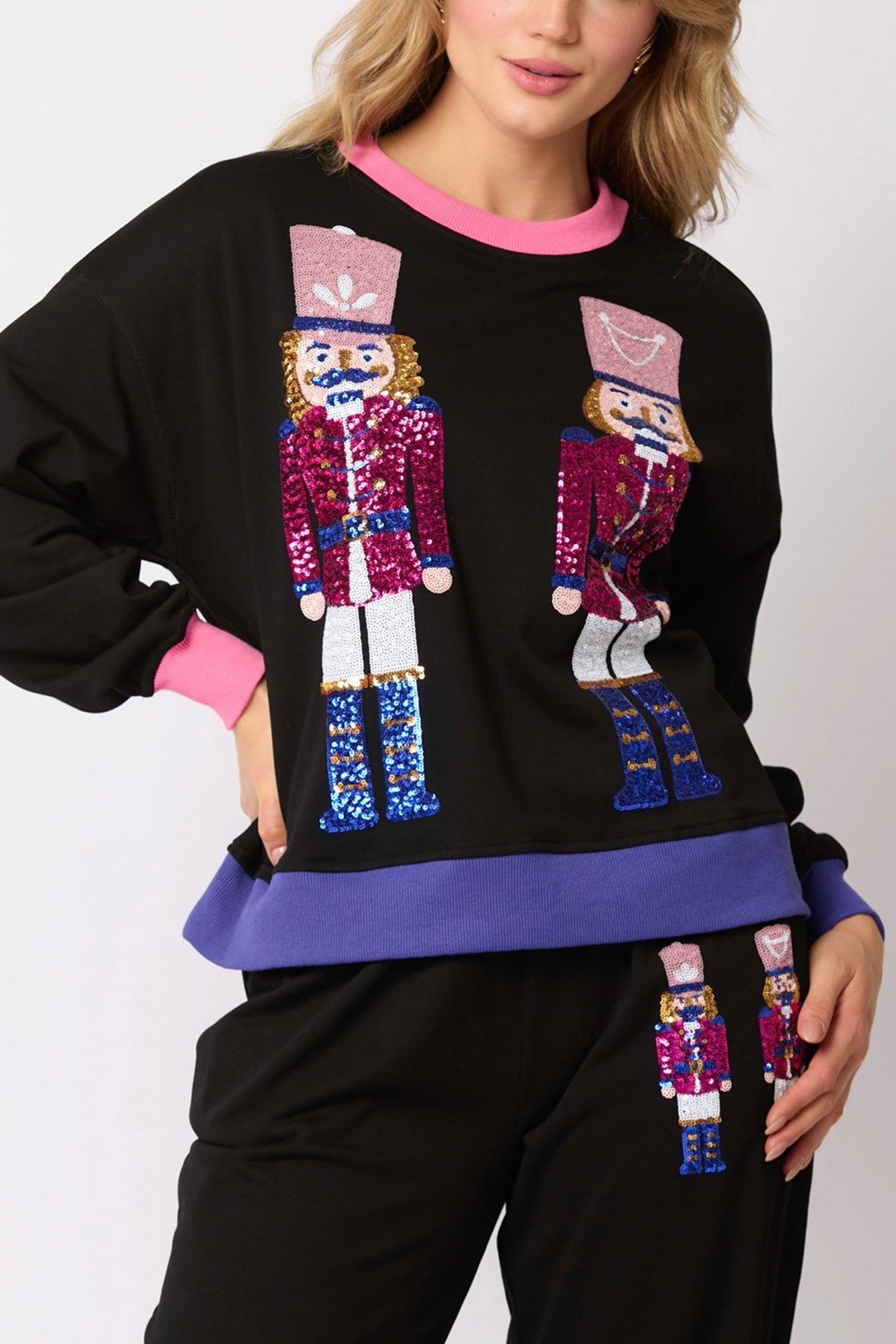 Sequin Soldier Graphic Sweatshirt Set