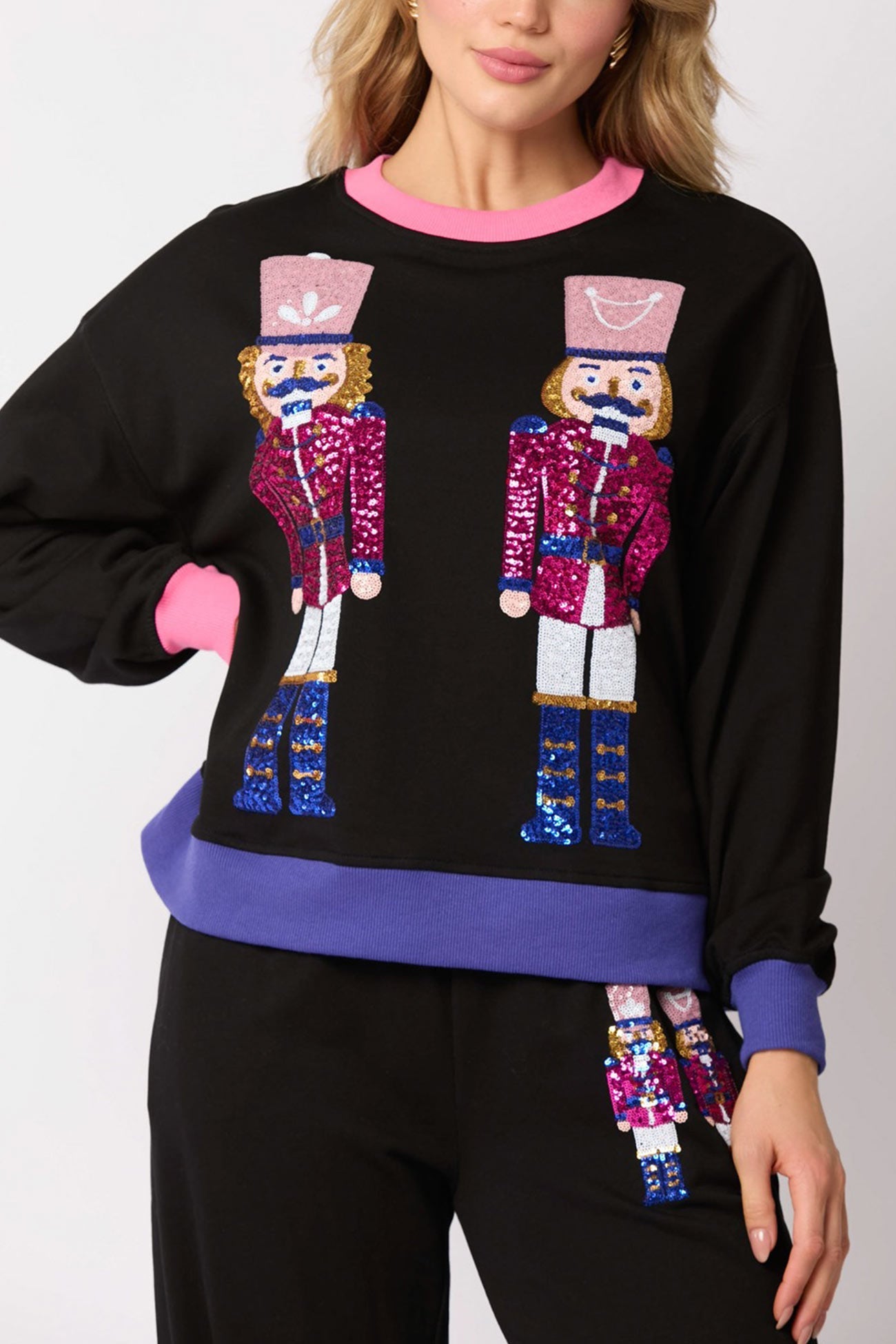 Sequin Soldier Graphic Sweatshirt Set