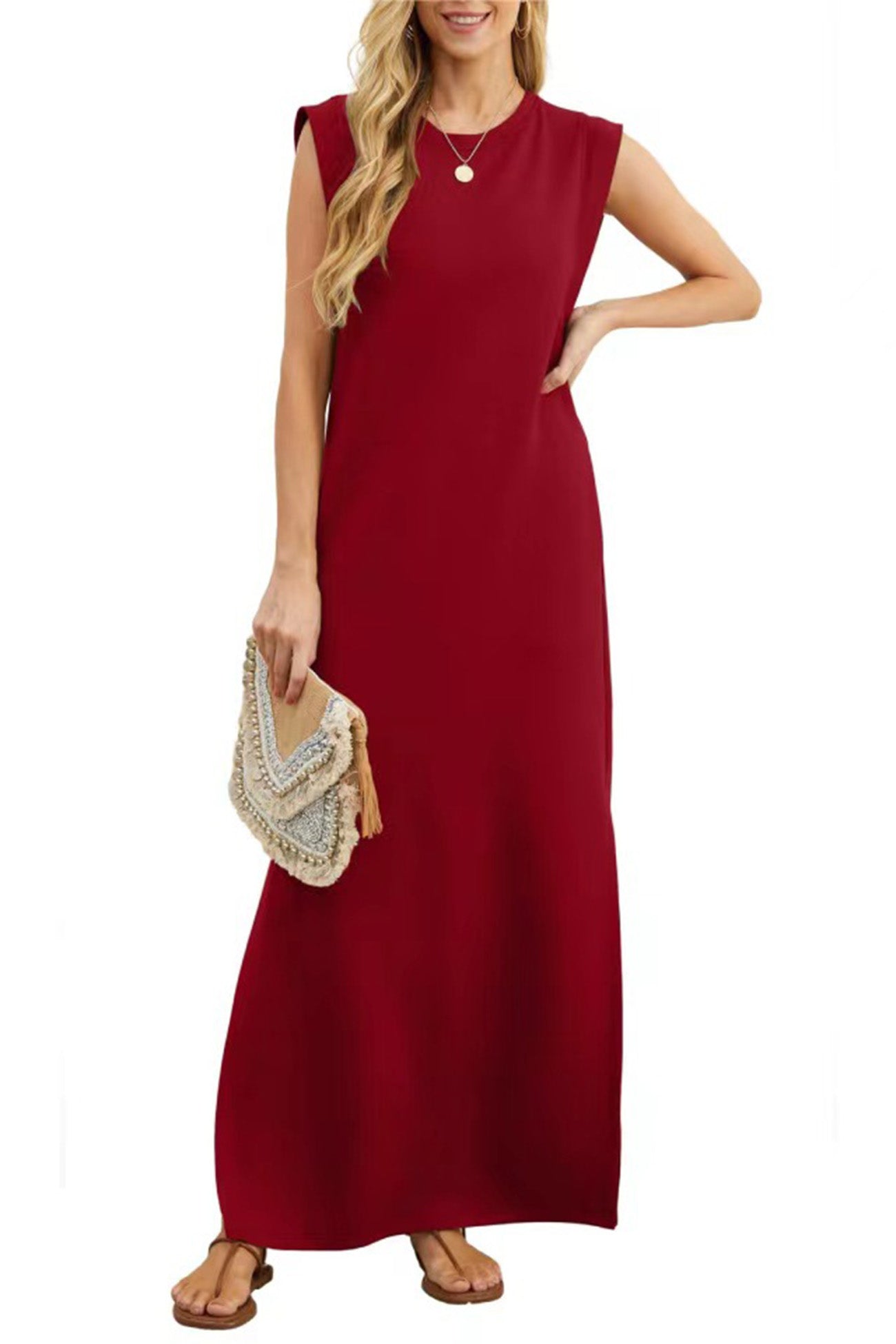 Side Slit Pocket Tank Maxi Dress