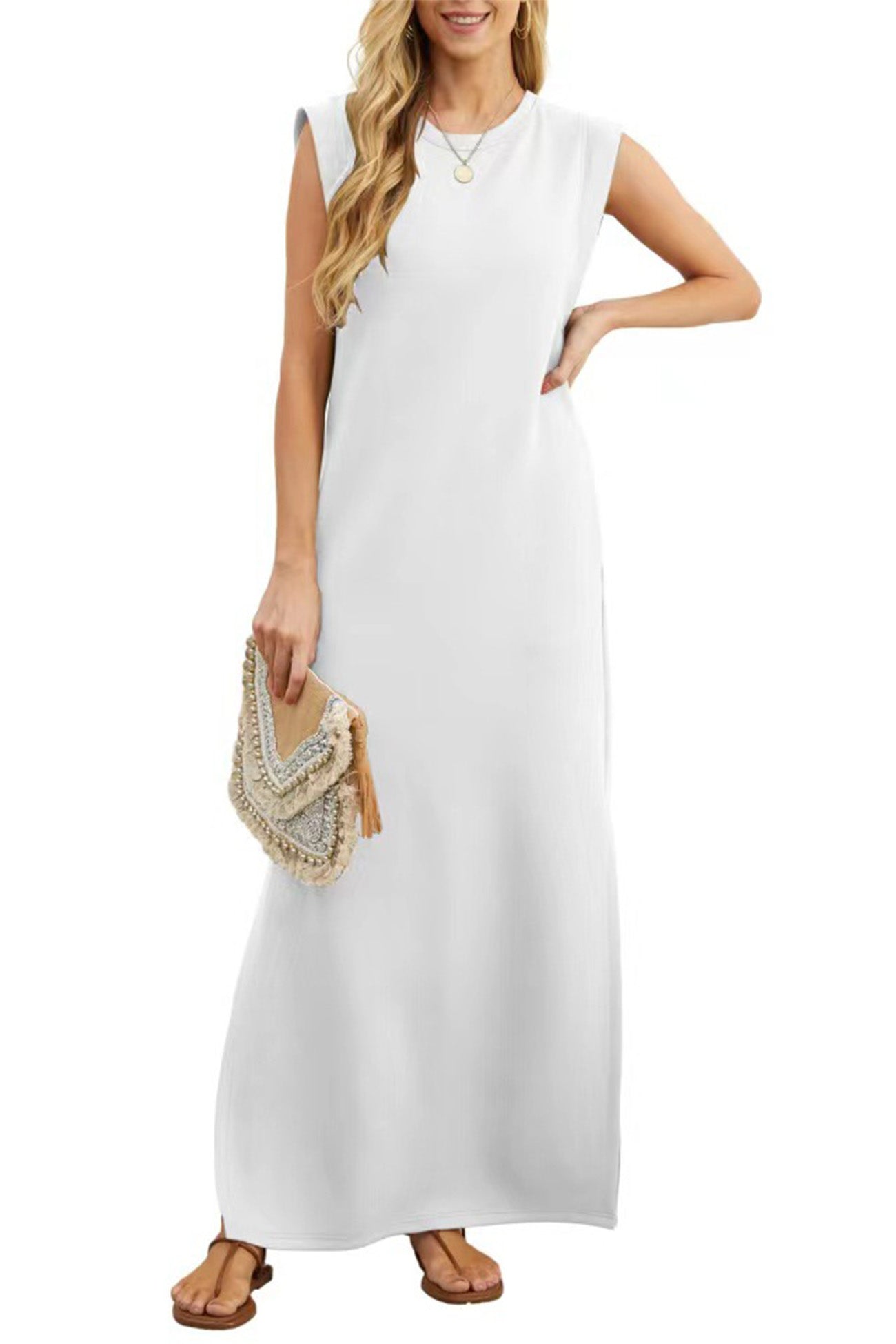 Side Slit Pocket Tank Maxi Dress