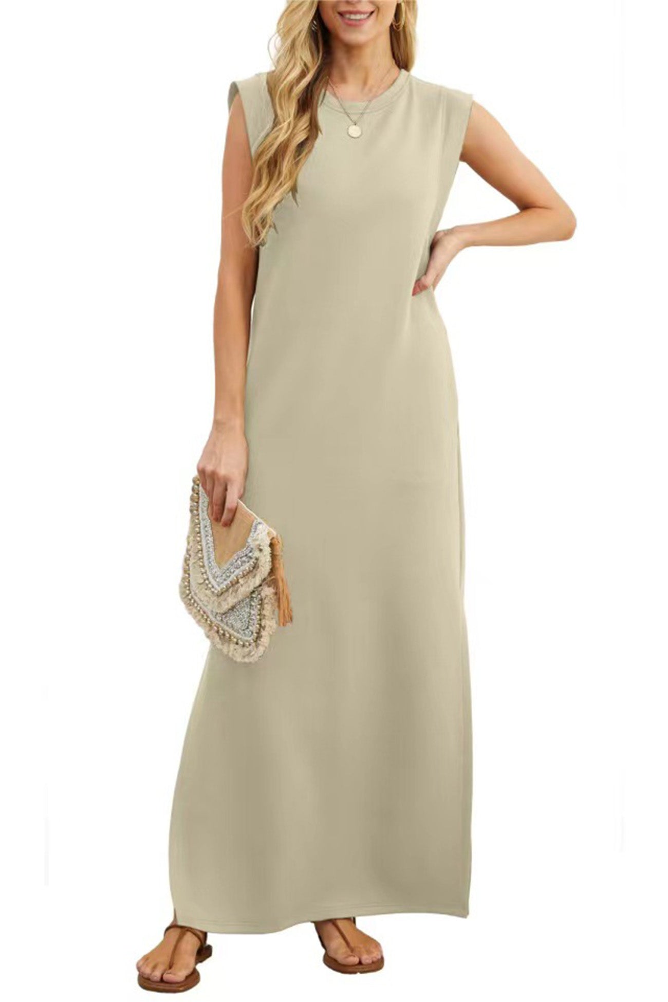 Side Slit Pocket Tank Maxi Dress