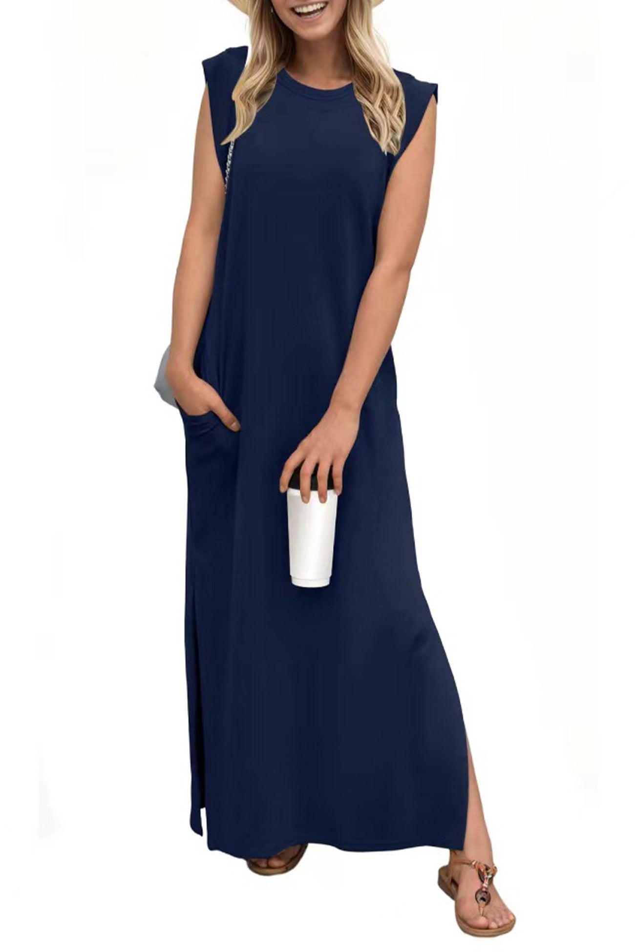 Side Slit Pocket Tank Maxi Dress