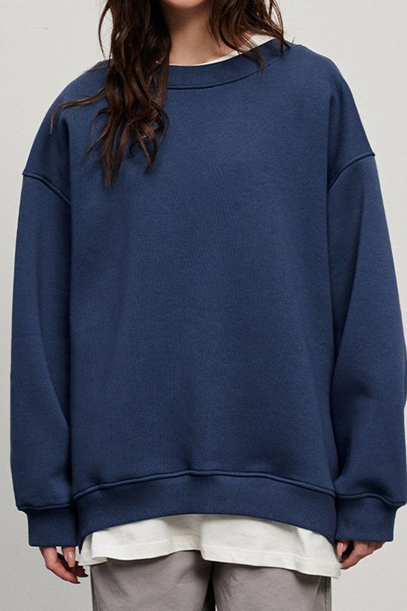 Solid Crew Neck Oversize Sweatshirt