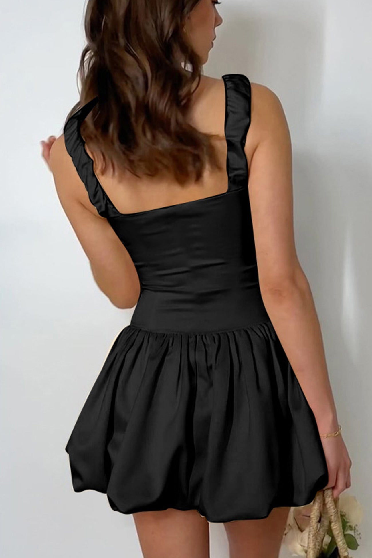 Solid Square Neck Corset Tutu Mini Dress