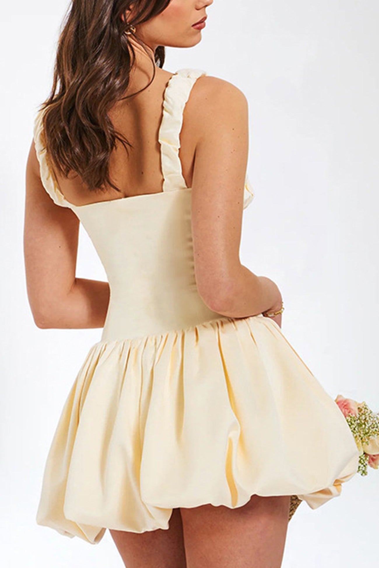 Solid Square Neck Corset Tutu Mini Dress