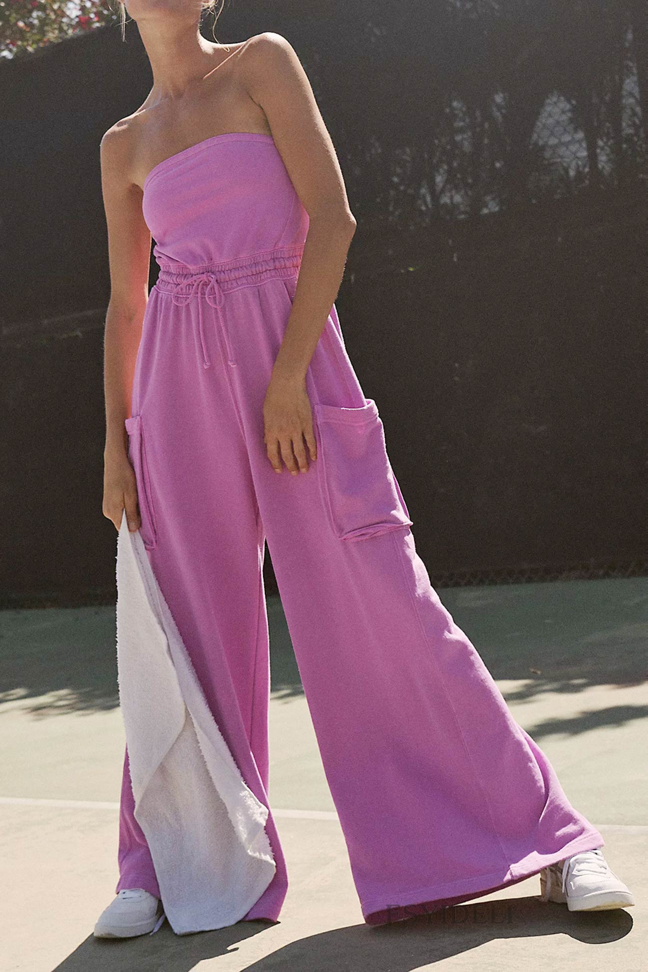 Strapless Tie-waist Pocketed Jumpsuits