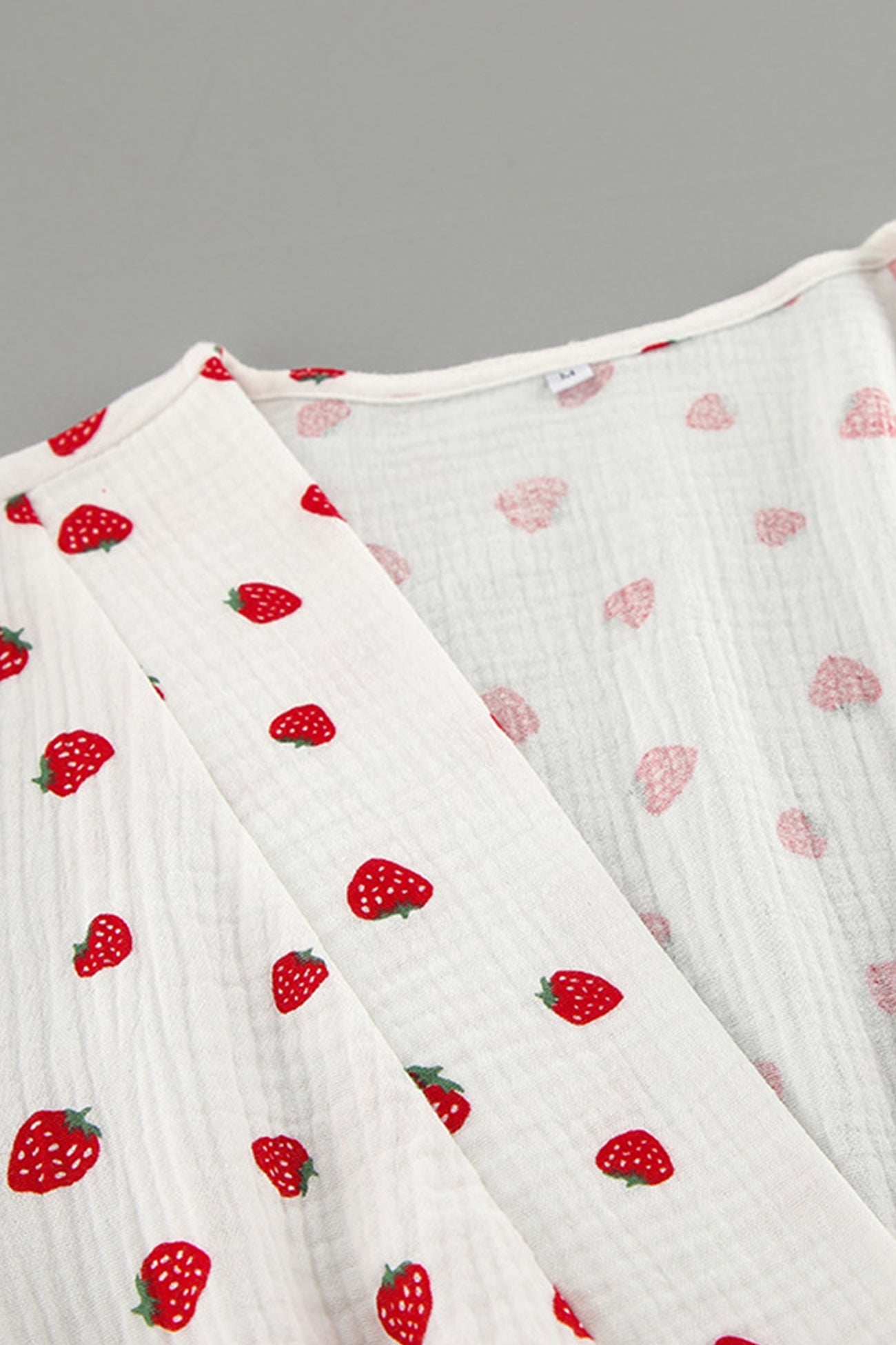 Strawberry Print Puff Sleeve Cotton Dress