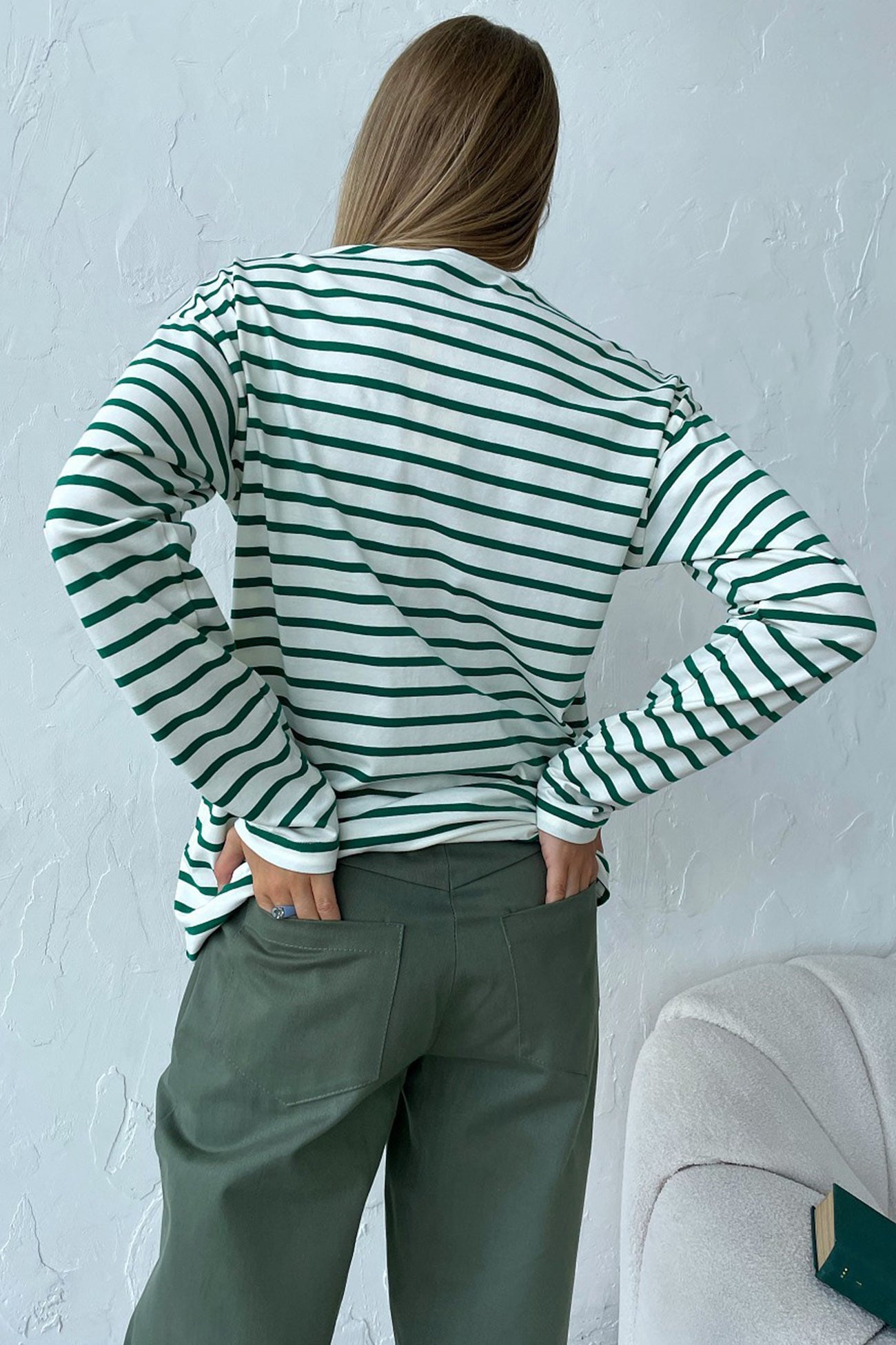 Striped Crew Neck Long Sleeve Cotton T-shirt