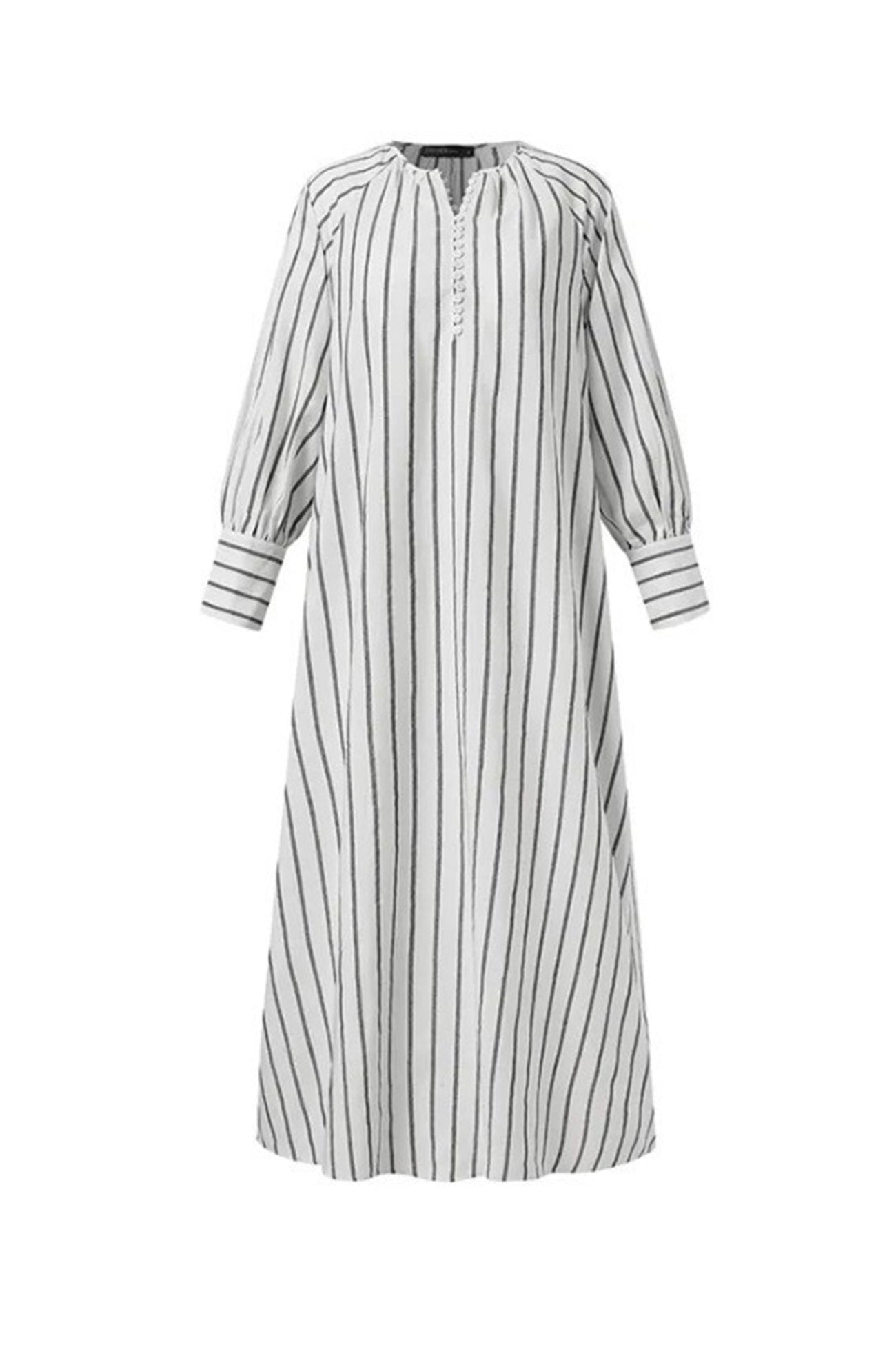 Striped Crew Neck Shirt Dress