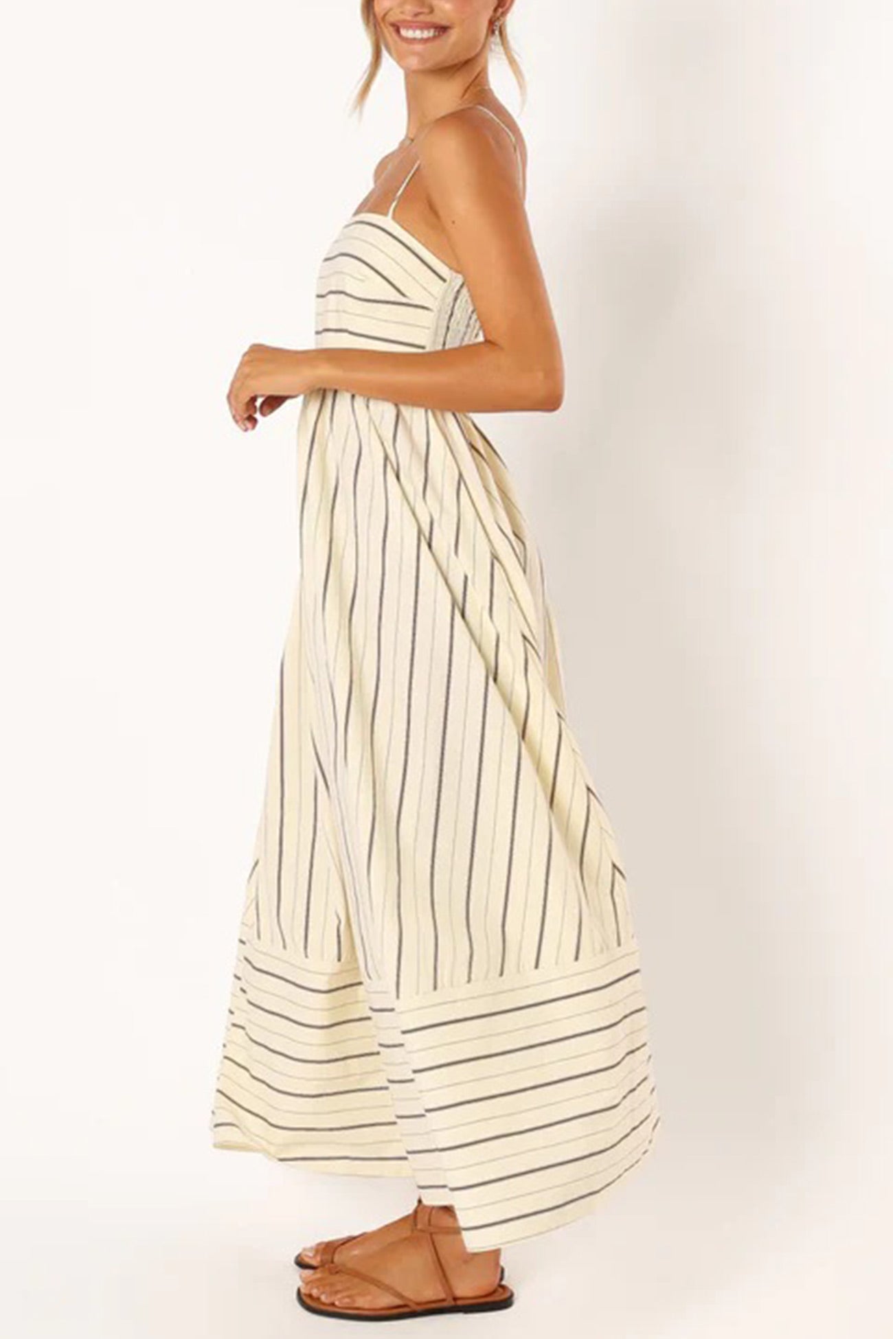 Striped Smocked Cutout Cami Dress