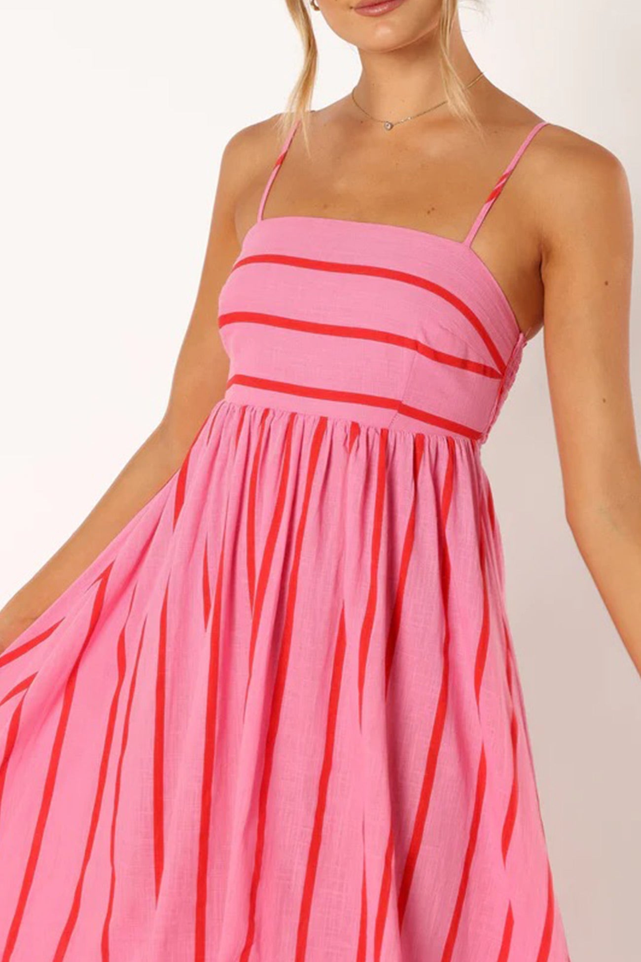 Striped Smocked Cutout Cami Dress