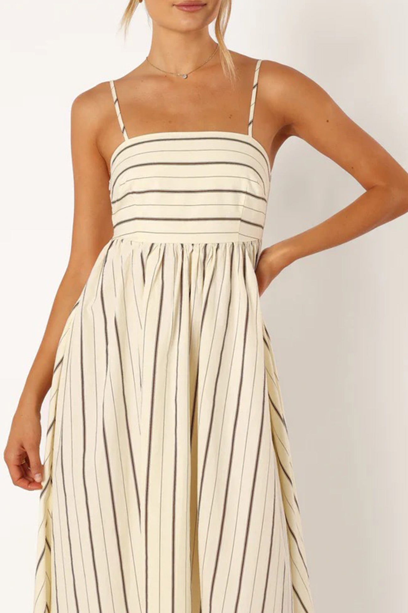 Striped Smocked Cutout Cami Dress