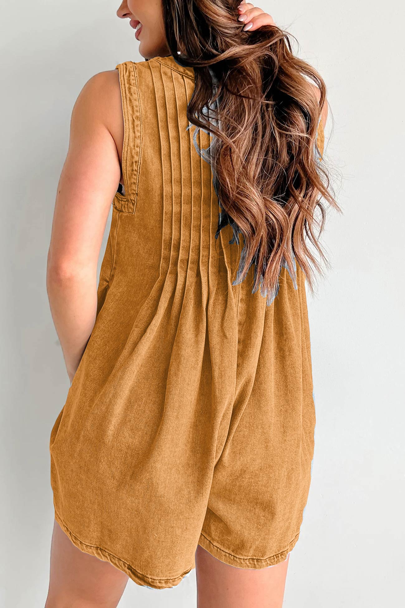 Tie-up Sleeveless Denim Rompers