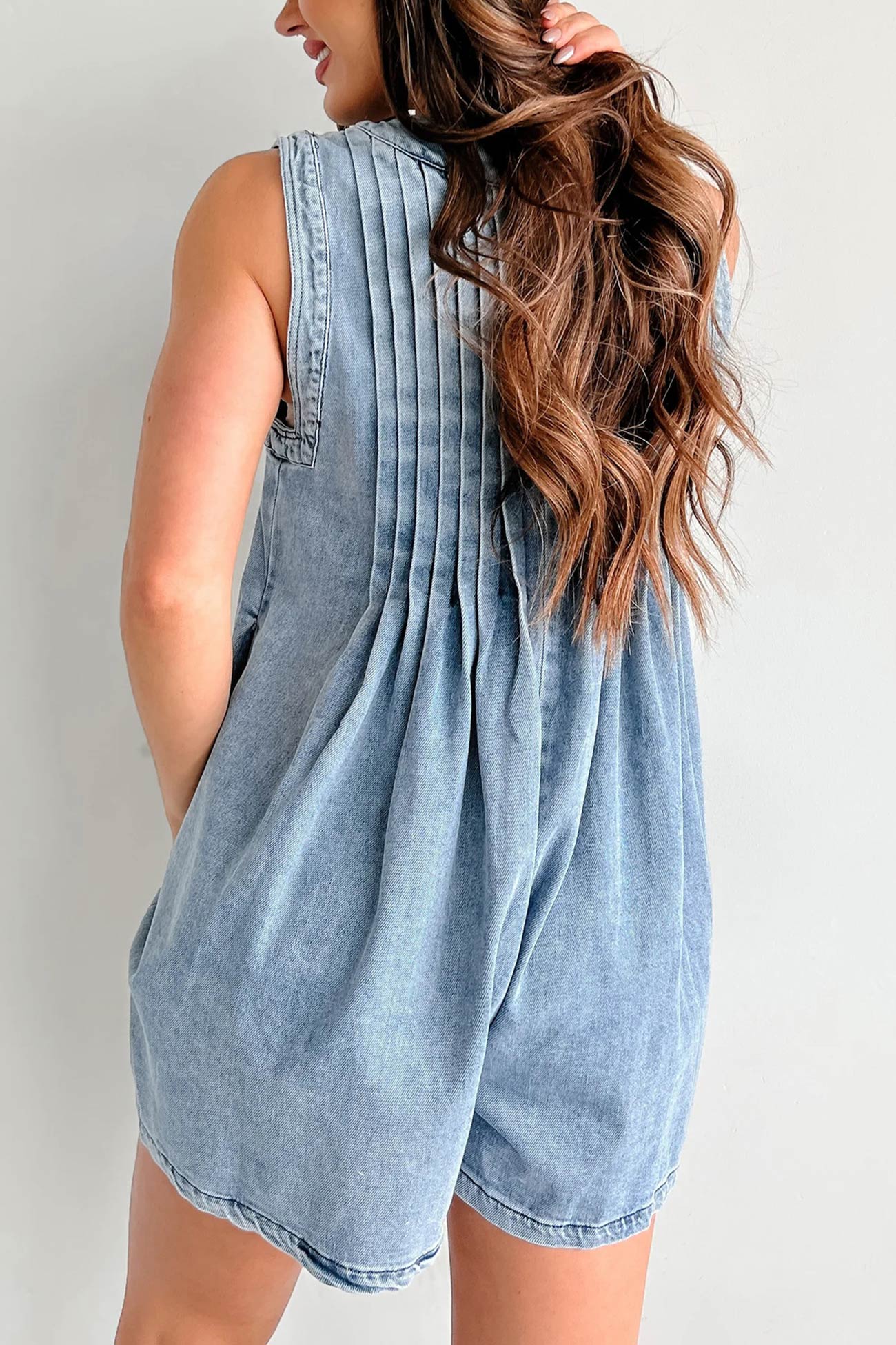 Tie-up Sleeveless Denim Rompers