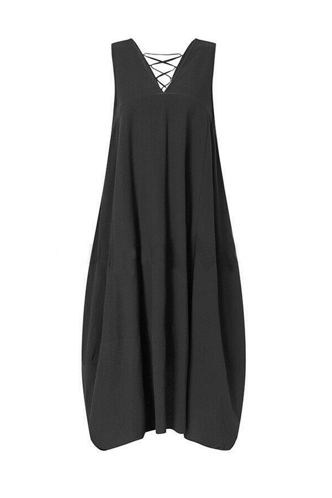 V Neck Pocketed Large Hem Sundress