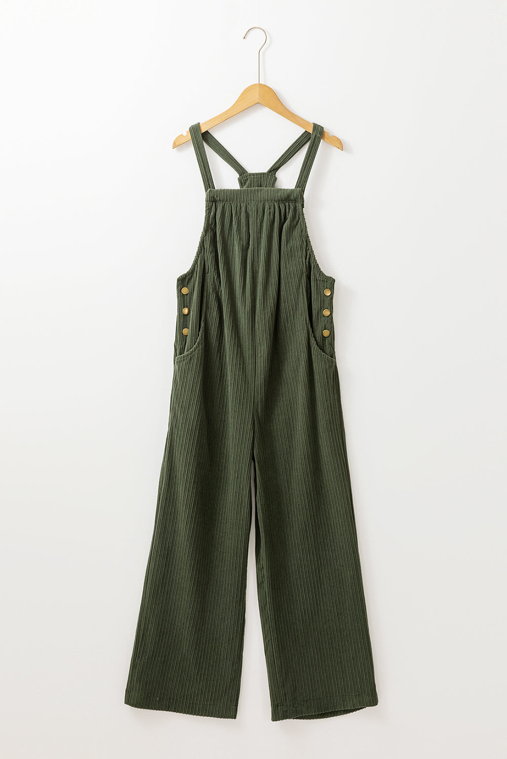 Solid Color Pocketed Corduroy Overall