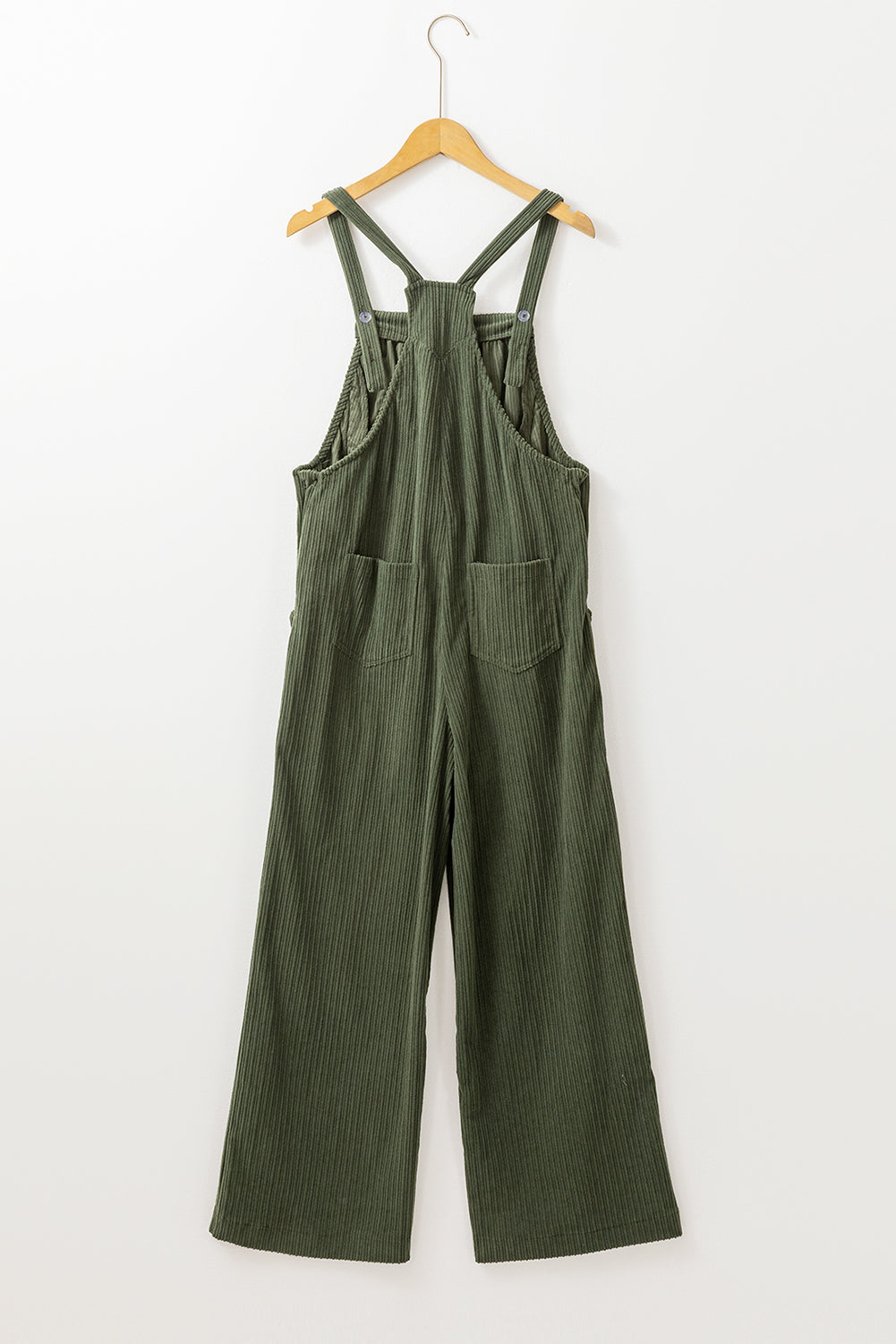 Solid Color Pocketed Corduroy Overall