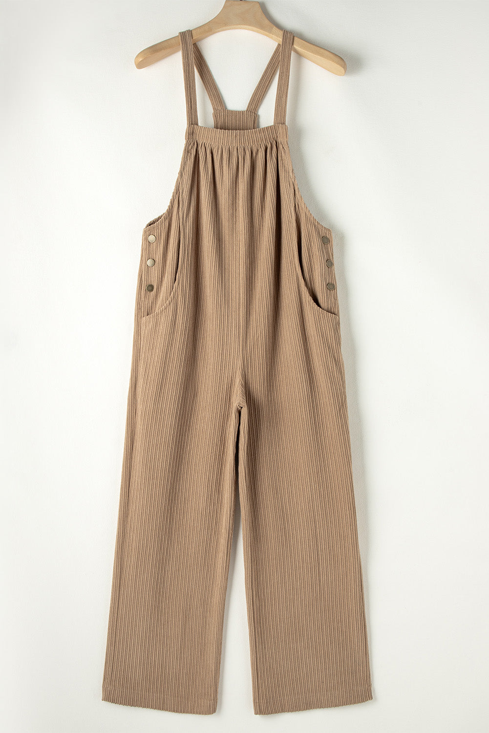 Solid Color Pocketed Corduroy Overall